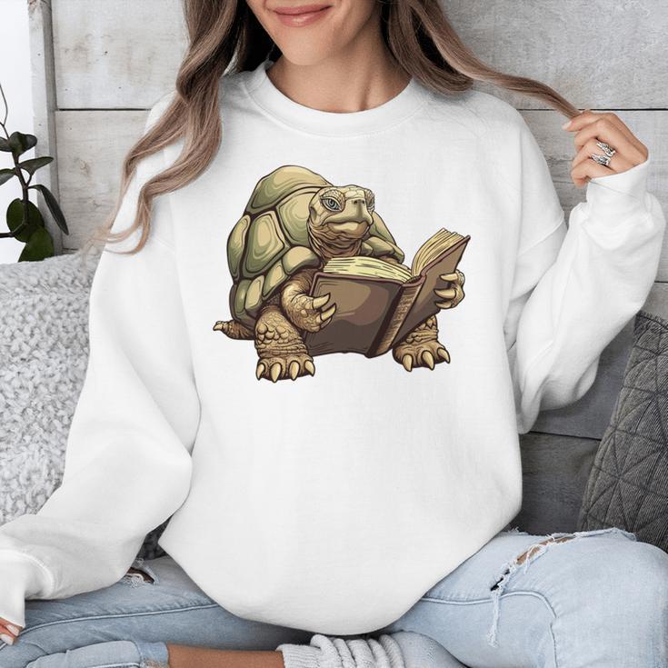 Sulcata Tortoise Reading A Book Unisex Sweatshirt