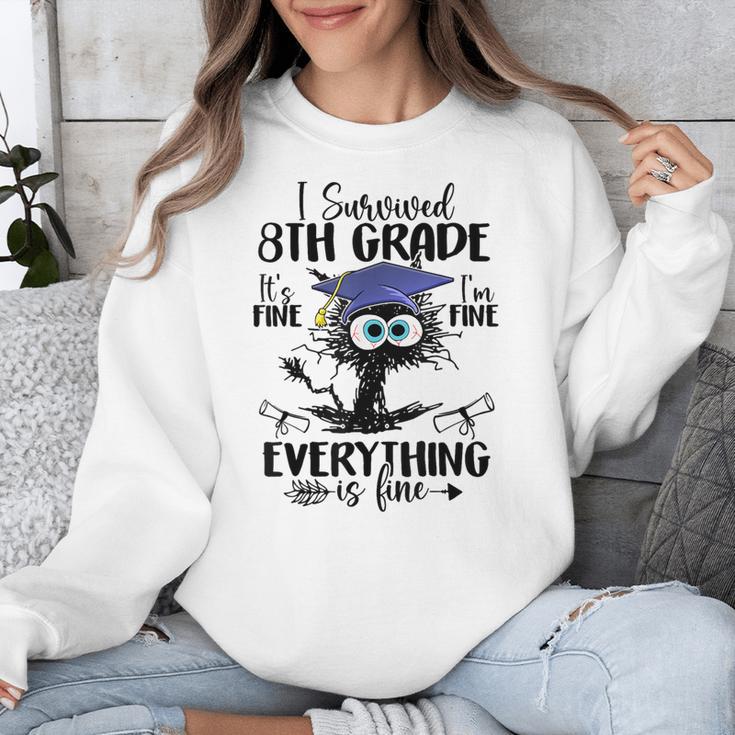 I Survived 8th Grade Graduated Cat Graduation Unisex Sweatshirt