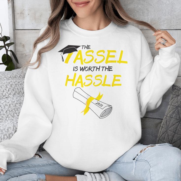 Tassel Worth The Hassle 2018 Graduation Quote Ylw Unisex Sweatshirt