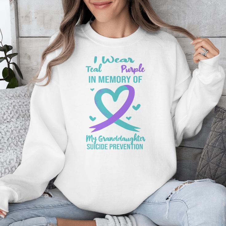 Teal Purple Memory Granddaughter Suicide Prevention Ribbon Unisex Sweatshirt