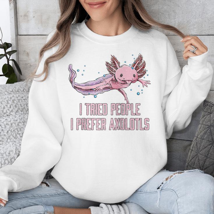 I Tried People I Prefer Axolotl Salamander Introvert Raglan Baseball Tee Unisex Sweatshirt