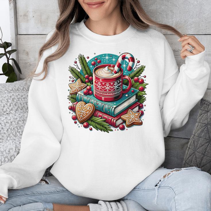 Vintage Cozy Winter Hot Cocoa Books Gingerbread Book Lovers Unisex Sweatshirt