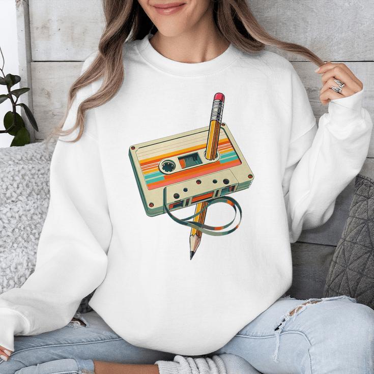 Vintage Pencil Rewind Cassette Tape Nostalgia Party 80s 90s Premium Unisex Sweatshirt