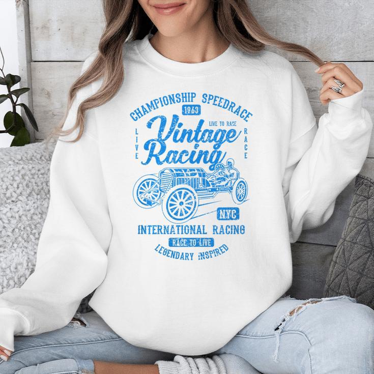 Vintage Racing Automotive Nostalgia Distressed Car Premium Tri-Blend Unisex Sweatshirt