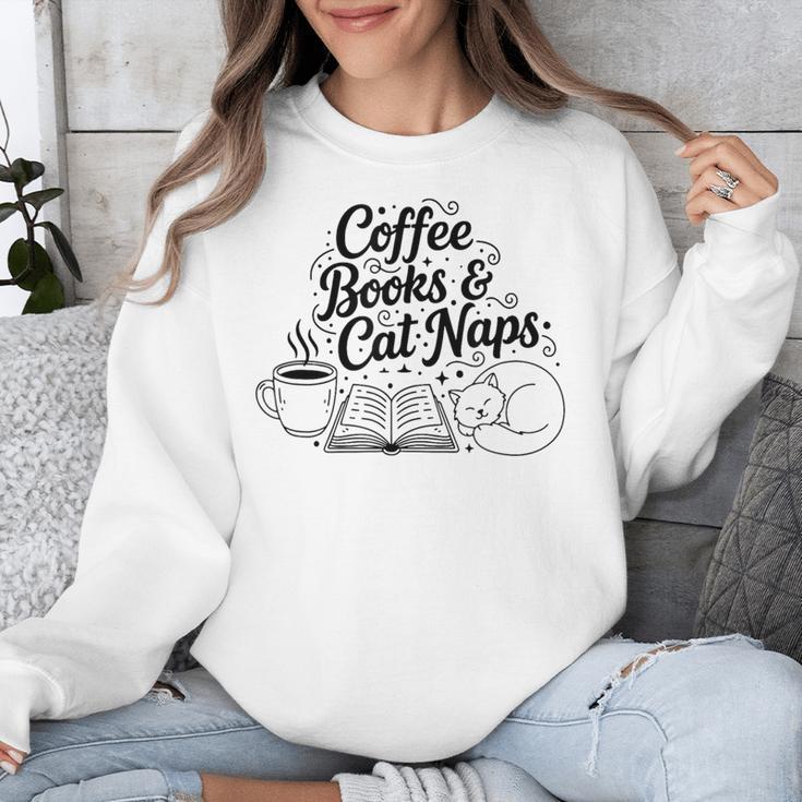 Vintage Retro Coffee Books & Cat Naps Unisex Sweatshirt