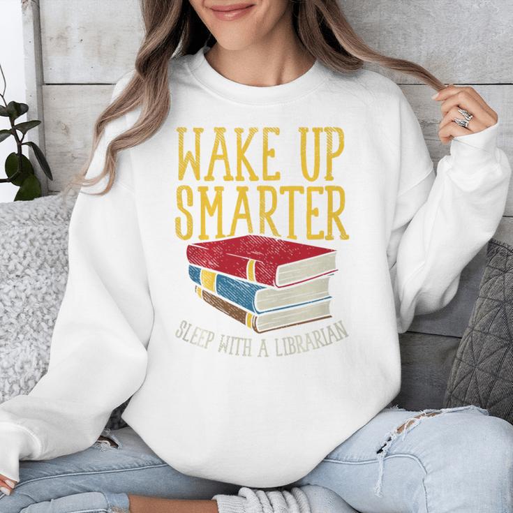 Wake Up Smarter Librarian Book Stack Premium Tri-Blend Unisex Sweatshirt