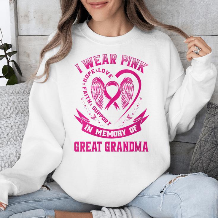 I Wear Pink In Memory Of Great Grandma Breast Cancer Graphic Unisex Sweatshirt I Wear Pink In Memory Of Great Grandma Breast Cancer Graphic Unisex Sweatshirt