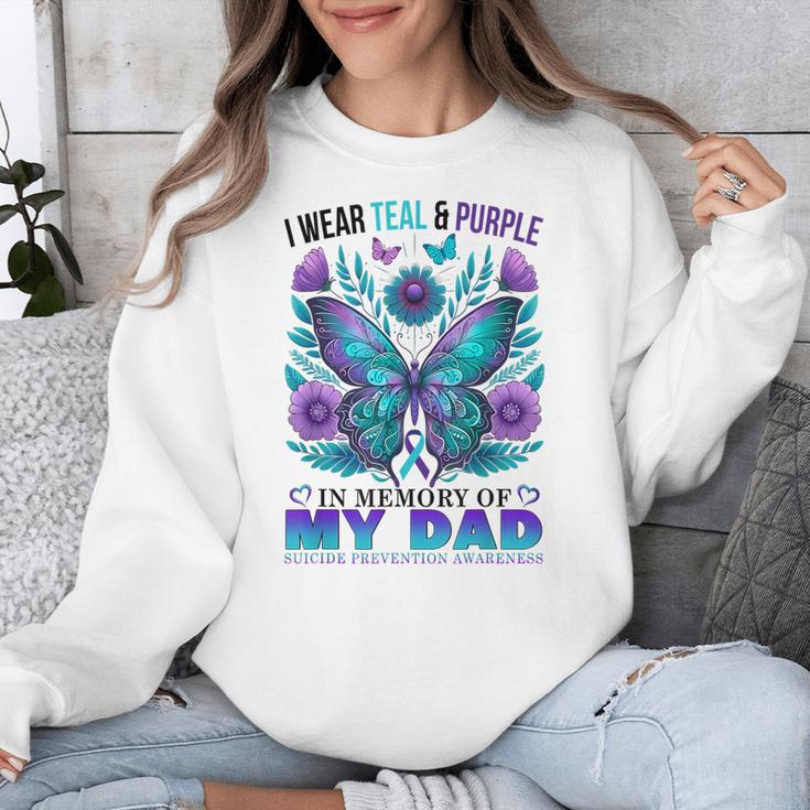 I Wear Teal Purple In Memory Of My Dad Suicide Awareness Unisex Sweatshirt