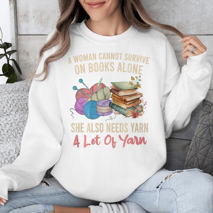 A Woman Cannot Survive On Books Alone She Needs Yarn Crochet Premium Tri-Blend Unisex Sweatshirt A Woman Cannot Survive On Books Alone She Needs Yarn Crochet Premium Tri-Blend Unisex Sweatshirt