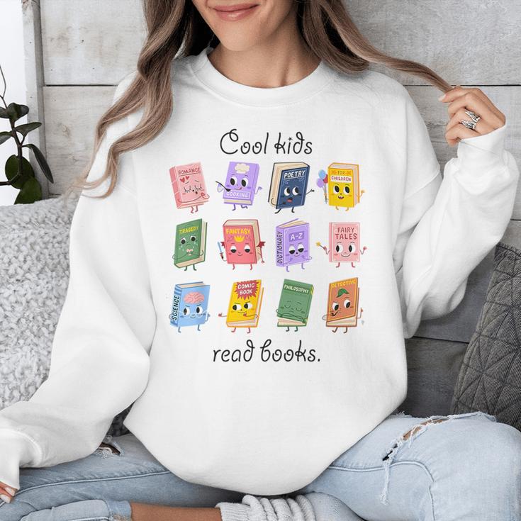 Women Cool Kids Read Books Teacher Back To School Librarian Unisex Sweatshirt