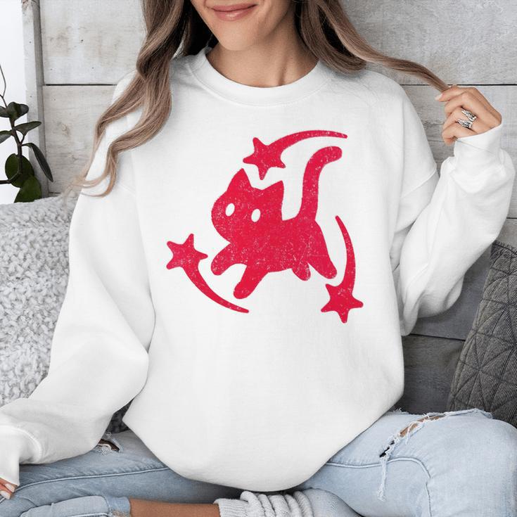 Yk2 Grunge Scary Cat With Shooting Stars 90s Nostalgia Unisex Sweatshirt Yk2 Grunge Scary Cat With Shooting Stars 90s Nostalgia Unisex Sweatshirt