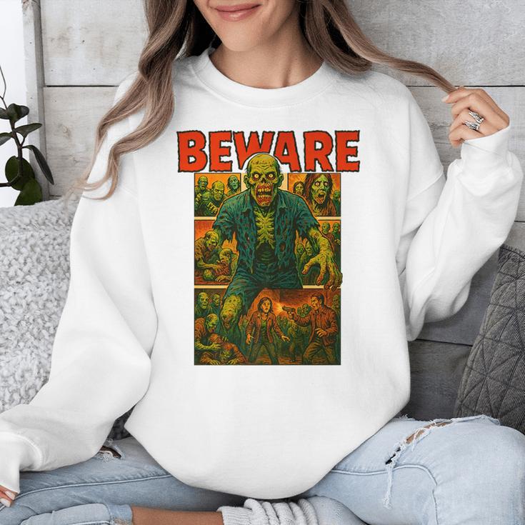 Zombie Tee Horror Movie Poster Vintage Comic Book Graphic Premium Unisex Sweatshirt
