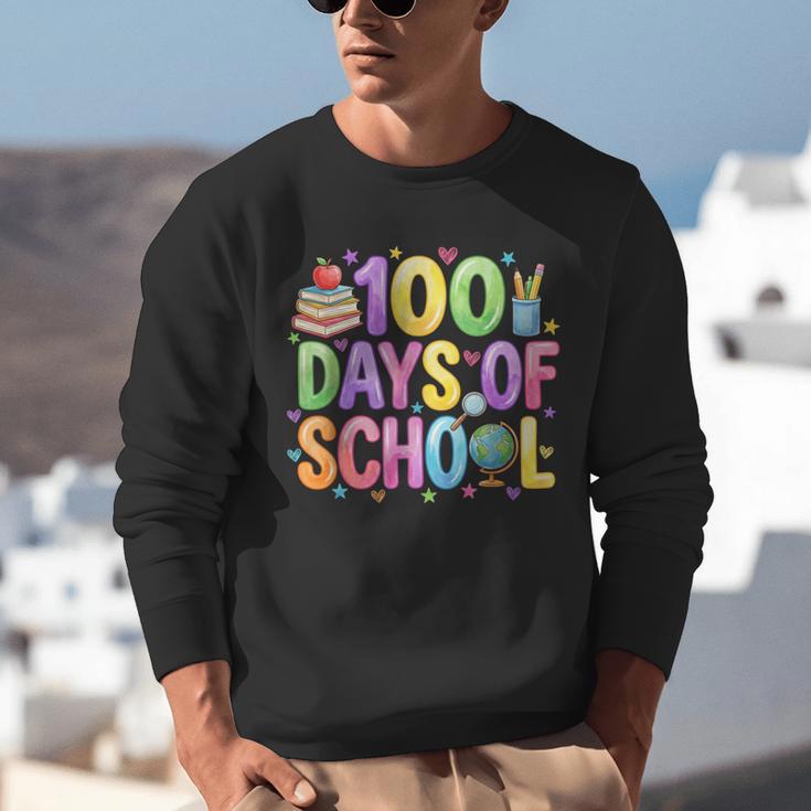 100 Days Of School Book Pencil Teachers Girls Kids 100th Day Unisex Sweatshirt