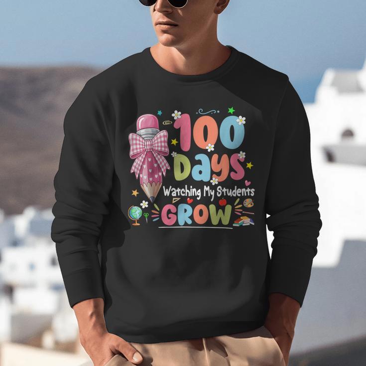 100th Day Of School Teacher Women Floral Books Unisex Sweatshirt