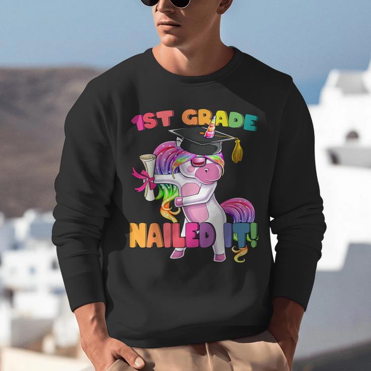 1st Grade Nailed It Flossing Unicorn Graduation Shirt Unisex Sweatshirt
