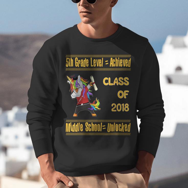 5th Grade Graduation Shirt Dabbing Unicorn Boys Class 2018 Unisex Sweatshirt