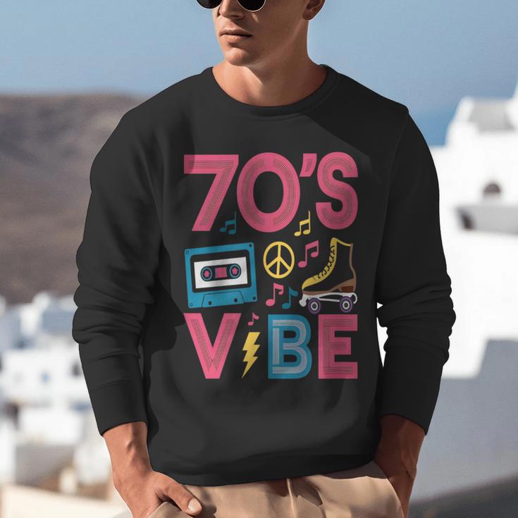 70s Retro Style Roller Skate Cassette Music Nostalgia Unisex Sweatshirt