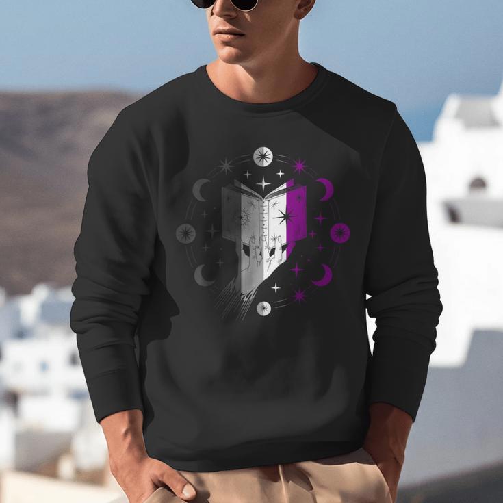 Ace Pride Book With Stars Moons And Magic Hand Unisex Sweatshirt