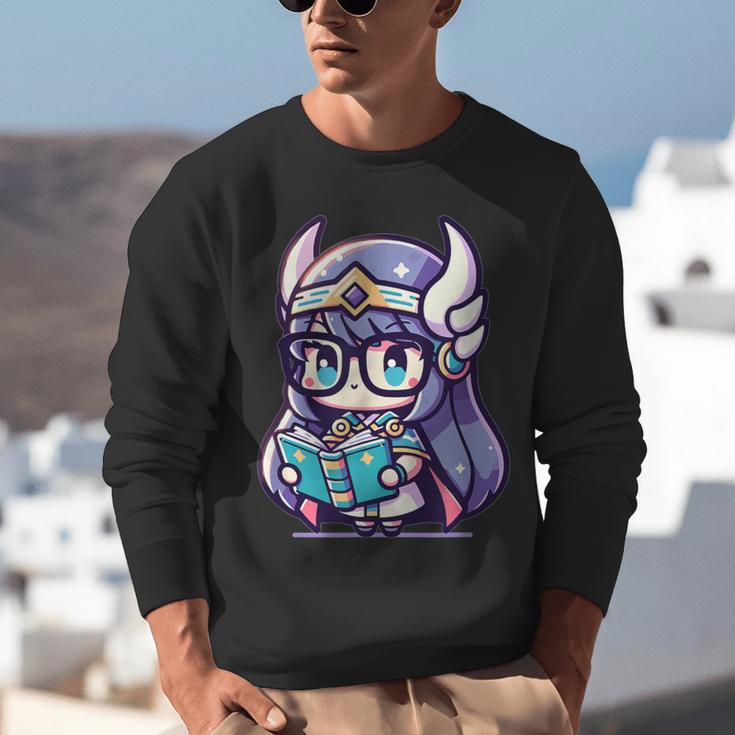 Adorable Book Lover Valkyrie With Reading Glasses Cute Unisex Sweatshirt