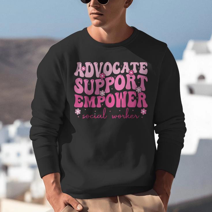 Advocate Support Empower Groovy Social Worker Graduation MSW Unisex Sweatshirt