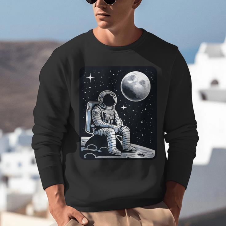 Aesthetic Spaceman Astronaut On The Moon Space Introvert Unisex Sweatshirt Aesthetic Spaceman Astronaut On The Moon Space Introvert Unisex Sweatshirt