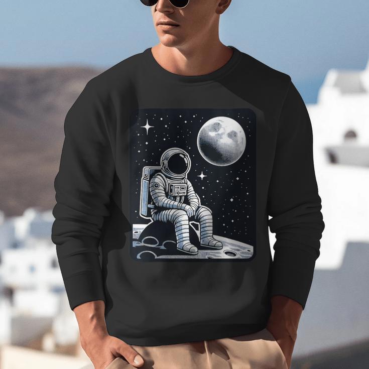 Aesthetic Spaceman Astronaut On The Moon Space Introvert Unisex Sweatshirt