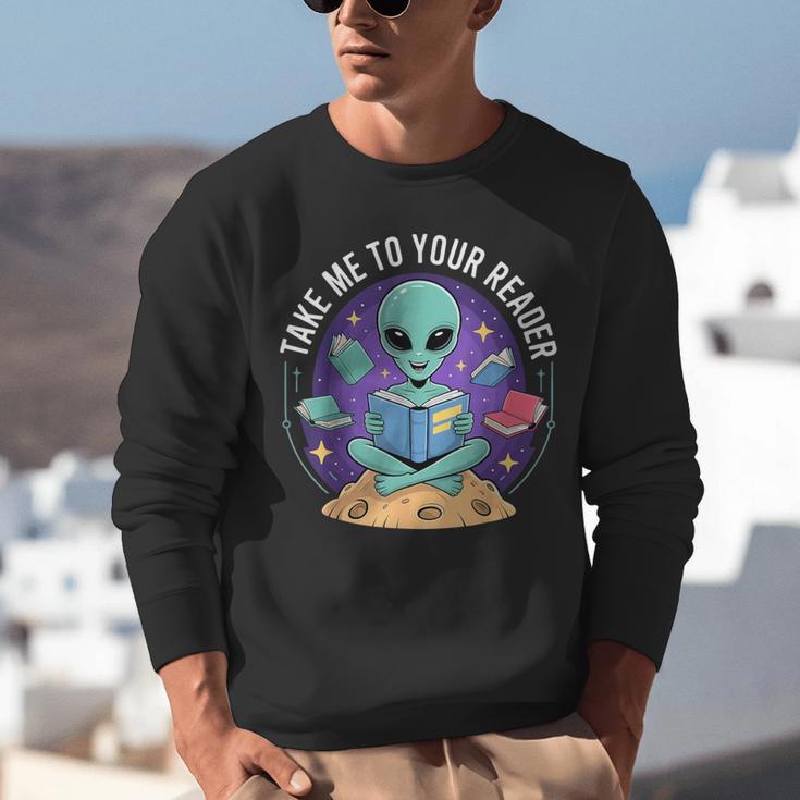 Alien Reader Reading Teacher Librarian Book Lover Unisex Sweatshirt