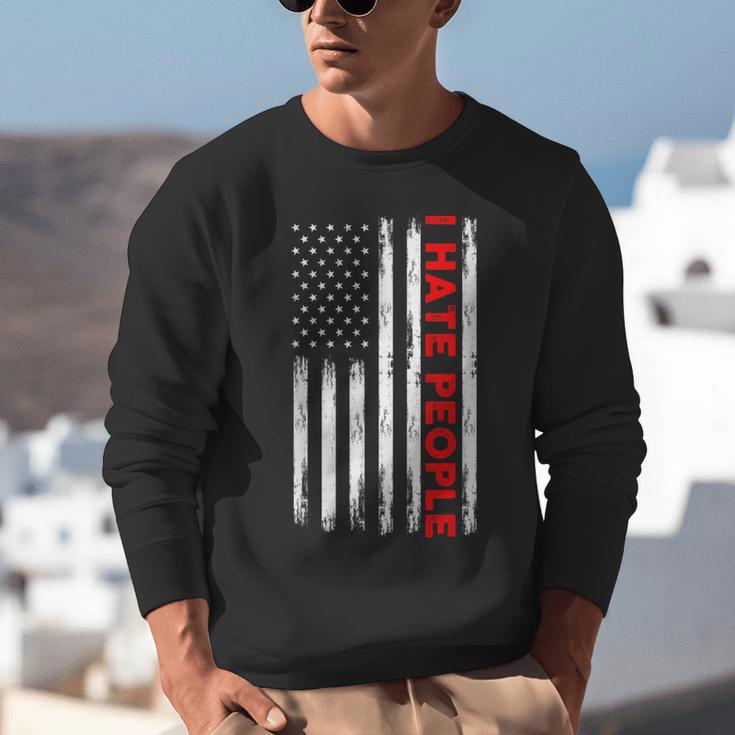 American Flag Loner Geeks Antisocial For Introvert Pride Unisex Sweatshirt