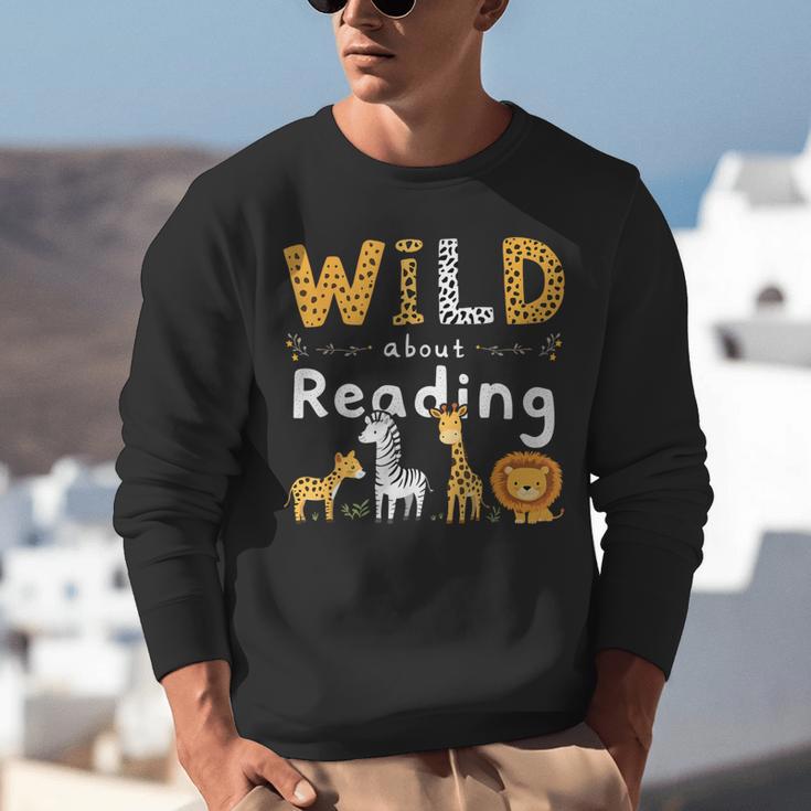 Animal Print Read A Book Character Kids Wild About Reading Unisex Sweatshirt