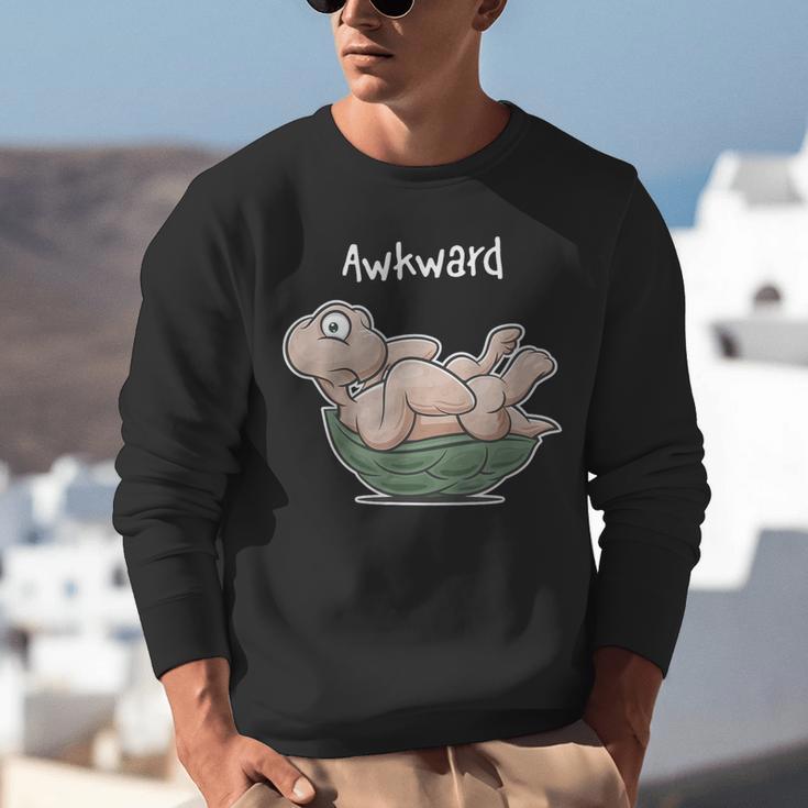 Awkward Turtle Upside Down Witty Comical Introvert Unisex Sweatshirt Awkward Turtle Upside Down Witty Comical Introvert Unisex Sweatshirt