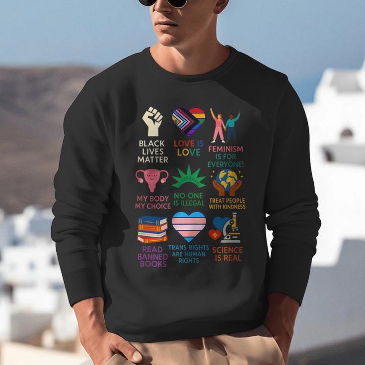 BLM Human Rights Feminism Trans Science Books LGBTQ Kindness Unisex Sweatshirt
