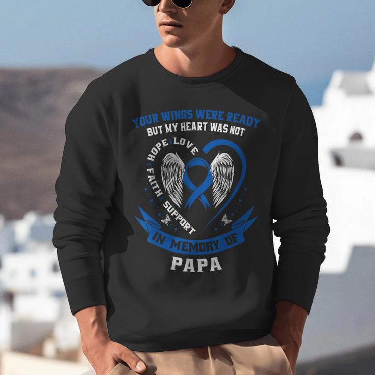Blue In Memory Of Papa Colon Cancer Awareness Memorial Unisex Sweatshirt Blue In Memory Of Papa Colon Cancer Awareness Memorial Unisex Sweatshirt