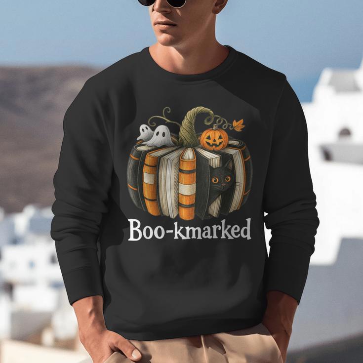 Boo-Kmarked Fall Pumpkin Books Halloween Teacher Teaching Unisex Sweatshirt Boo-Kmarked Fall Pumpkin Books Halloween Teacher Teaching Unisex Sweatshirt