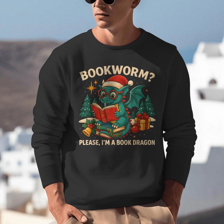 Book Dragon Christmas Reading For Fantasy Lovers Unisex Sweatshirt
