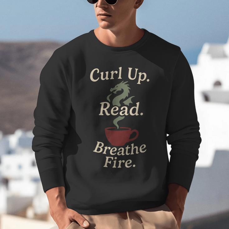 Book Dragon Fantasy Reader Cozy Reading Book Lover Dragon Unisex Sweatshirt