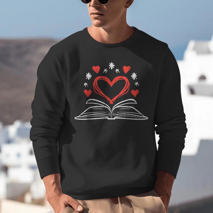 Book Heart Read Book Reading Librarian Men Women Kids Unisex Sweatshirt