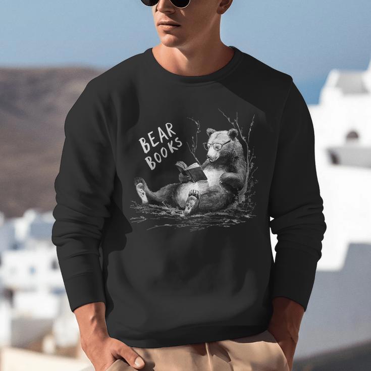 Book Lover Bear Cozy Reading Bear Graphic Bear Books Unisex Sweatshirt