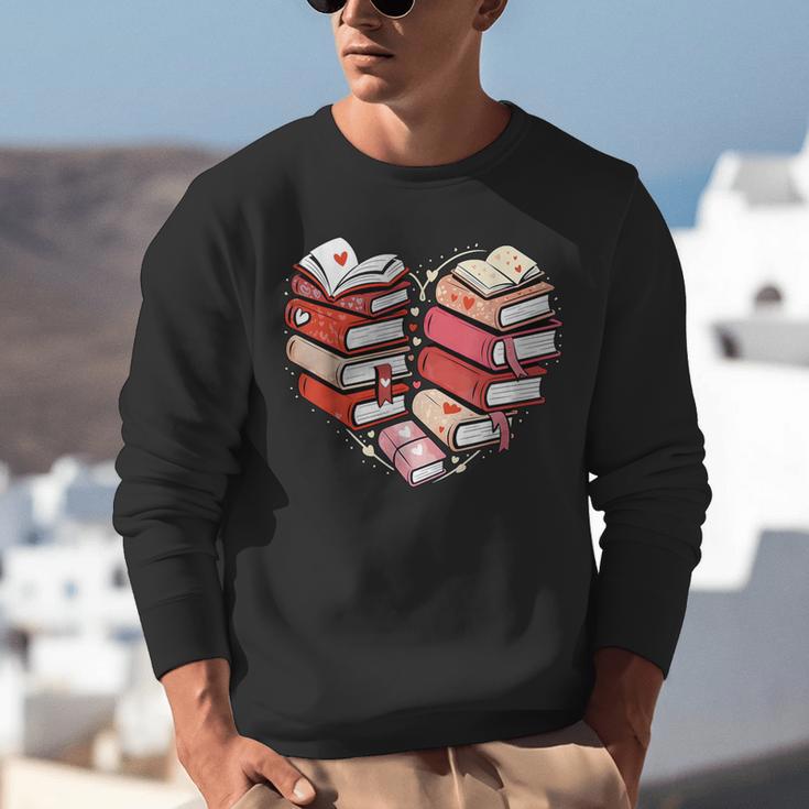 Book Lover Heart Shape Reading Librarian Valentine Men Women Unisex Sweatshirt