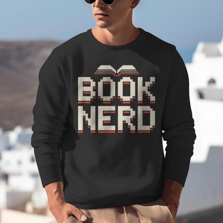 Book Nerd Retro Pixel Reading Librarian Aesthetic Unisex Sweatshirt