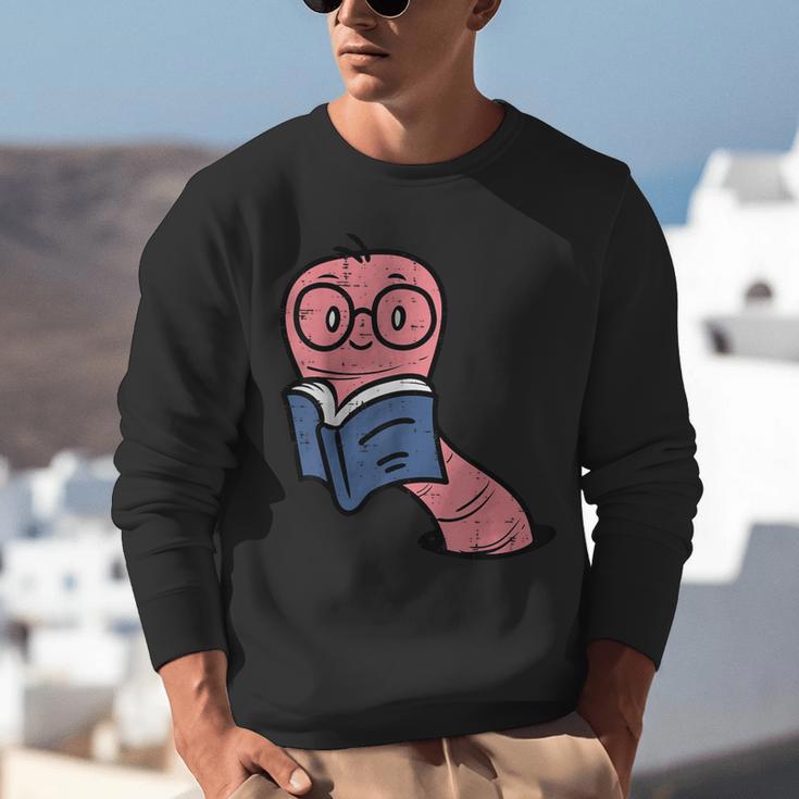 Book Worm Pun Read Reading Librarian America Men Women Kids Unisex Sweatshirt