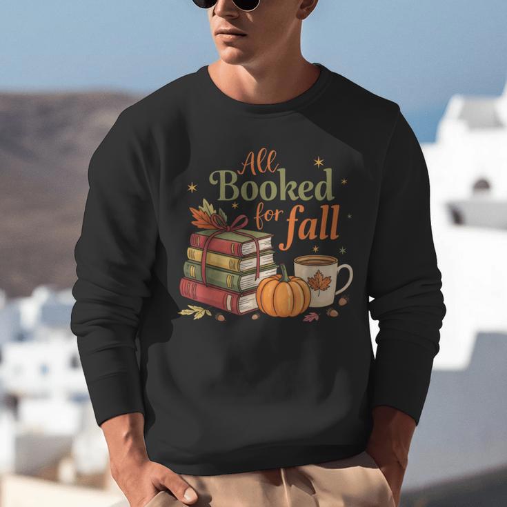 All Booked For Fall Books Coffee Fall Leaves Pumpkins Autumn Unisex Sweatshirt