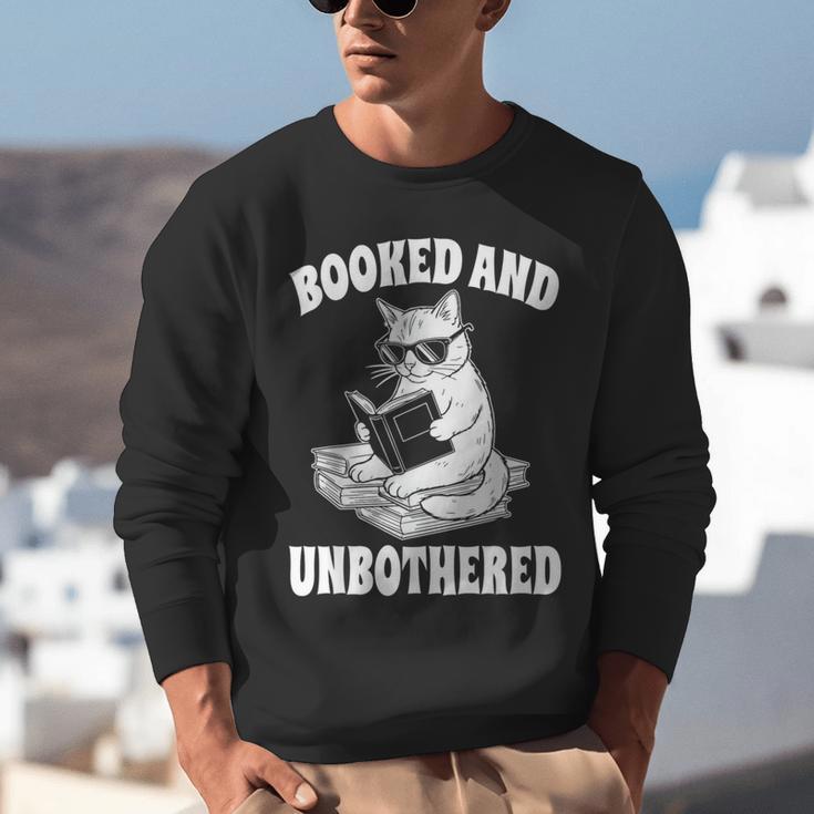 Booked And Unbothered Cat Reading Book Lovers Unisex Sweatshirt Booked And Unbothered Cat Reading Book Lovers Unisex Sweatshirt