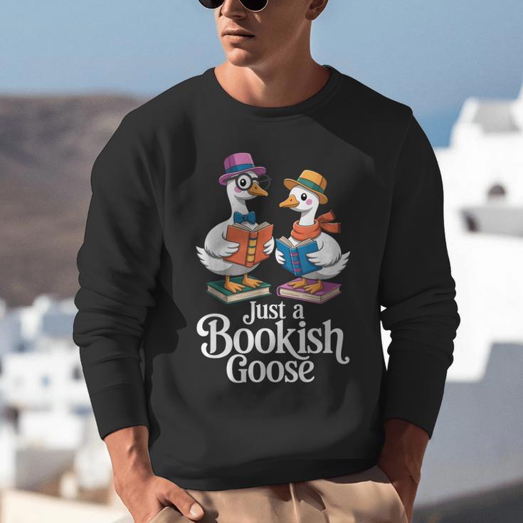 Bookish Goose Cute Geese With Hats Reading Books Unisex Sweatshirt