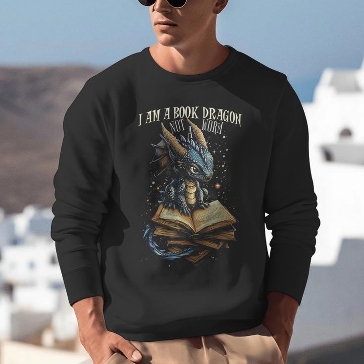 Bookish Quote I Am a Book Dragon Not a Worm Reading Book Unisex Sweatshirt
