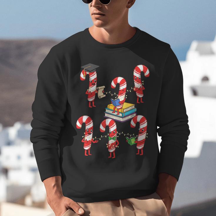 Bookmas Christmas Books Shirt Candy Cane Bookworm Unisex Sweatshirt