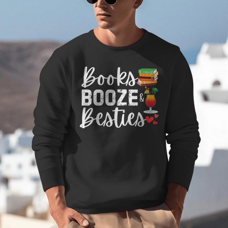 Books Booze And Besties Book Lover Bestie Squad Twinning Unisex Sweatshirt