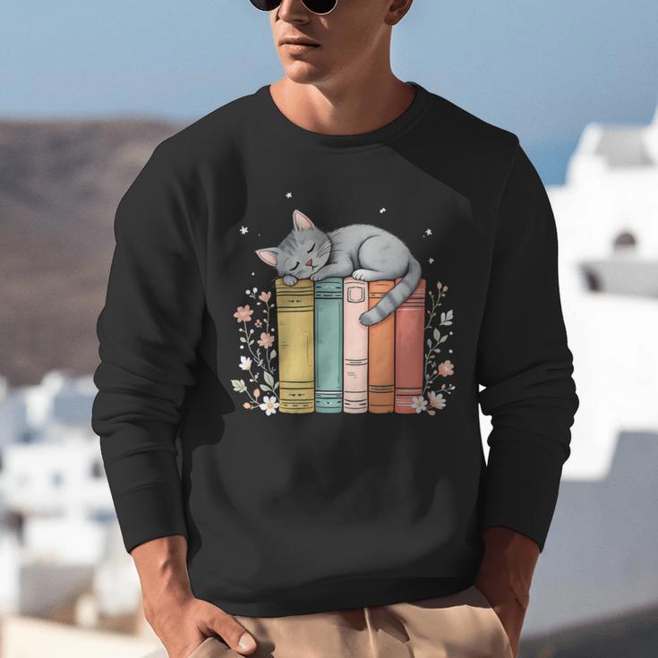 Books Lover Cute Sleepy Cat Relax Reading Vibe Unisex Sweatshirt Books Lover Cute Sleepy Cat Relax Reading Vibe Unisex Sweatshirt