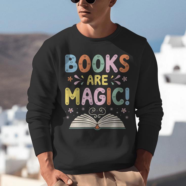 Books Are Magic Whimsical Retro Bookworm Unisex Sweatshirt
