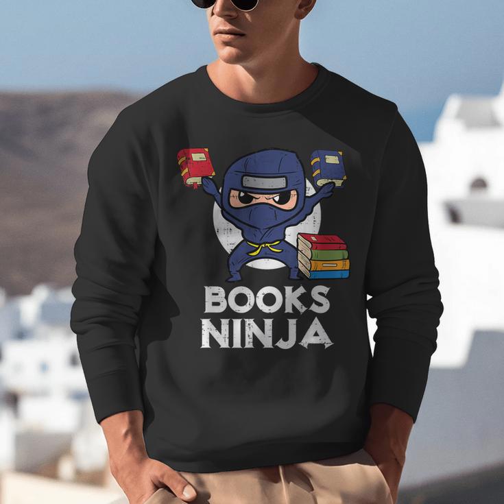 Books Ninja Read Reading Librarian Book Toddler Boys Kids Unisex Sweatshirt