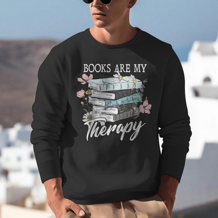 Books Are My Therapy Summer Reading Book Lovers Unisex Sweatshirt